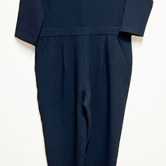 Madewell Sloan Classic Crop Ankle Jumpsuit in black crepe 2023 Sz Womens M - Picture 4 of 9